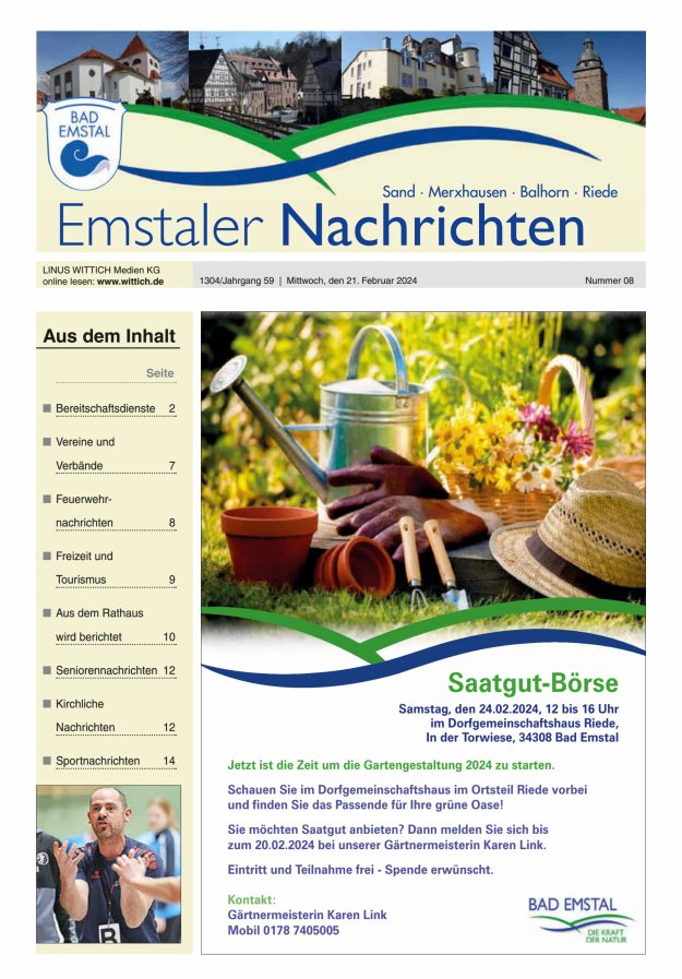 Emstaler Nachrichten Titelblatt 08/2024
