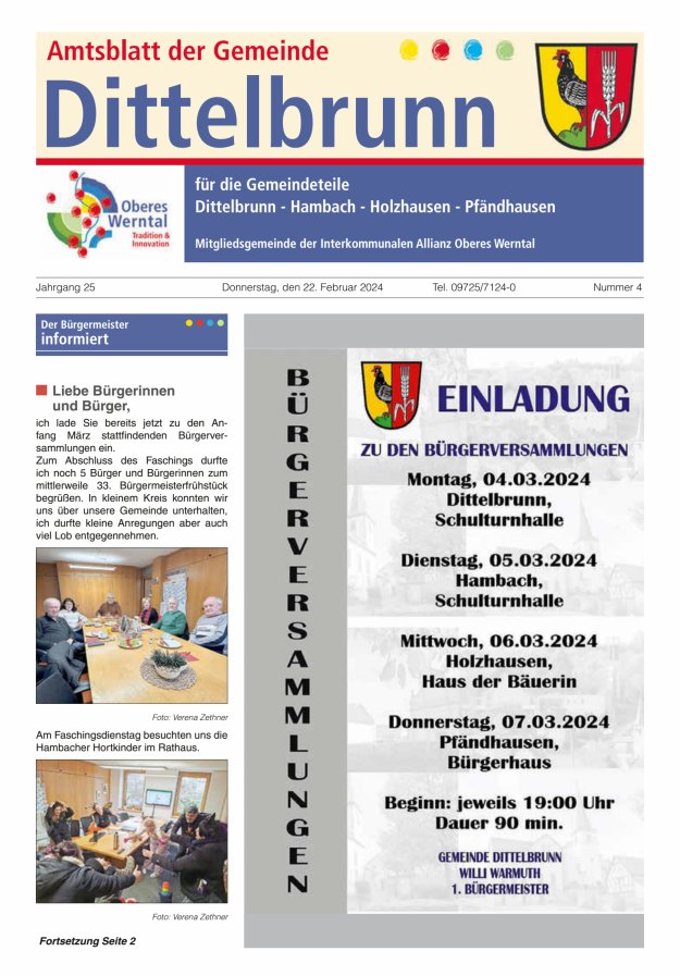 Amtsblatt der Gemeinde Dittelbrunn Titelblatt 04/2024