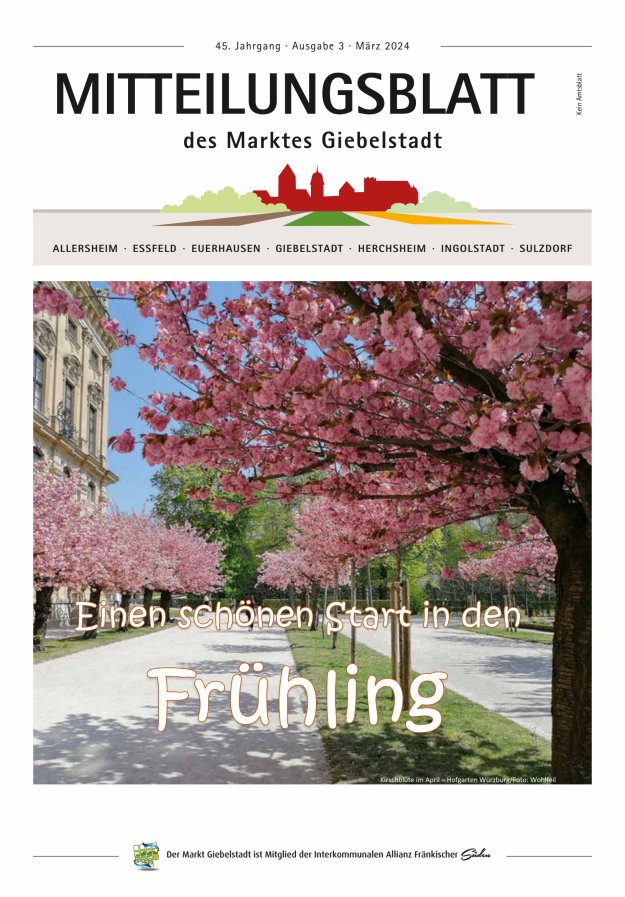 Mitteilungsblatt des Marktes Giebelstadt Titelblatt 03/2024
