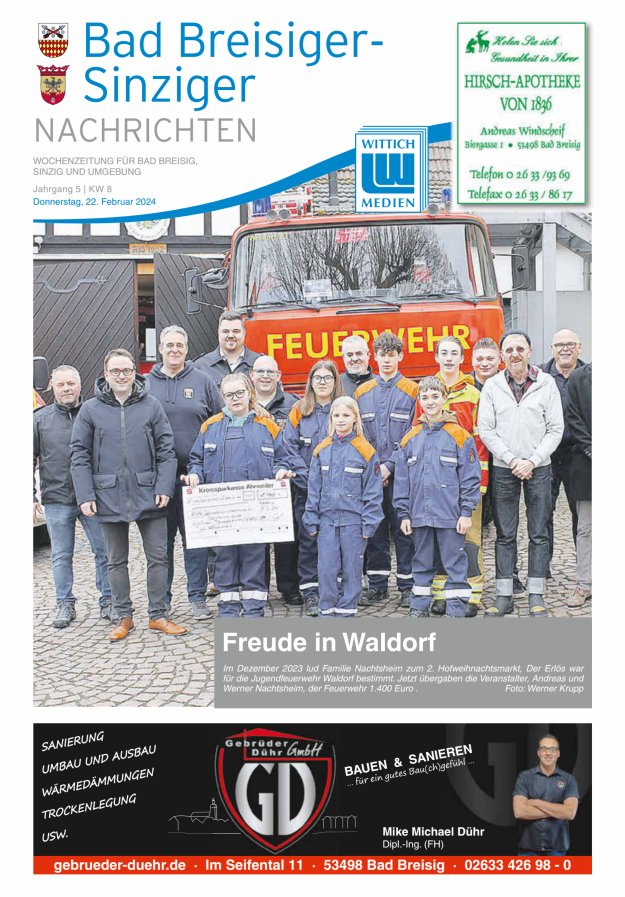 Bad Breisiger-Sinziger Nachrichten Titelblatt 08/2024