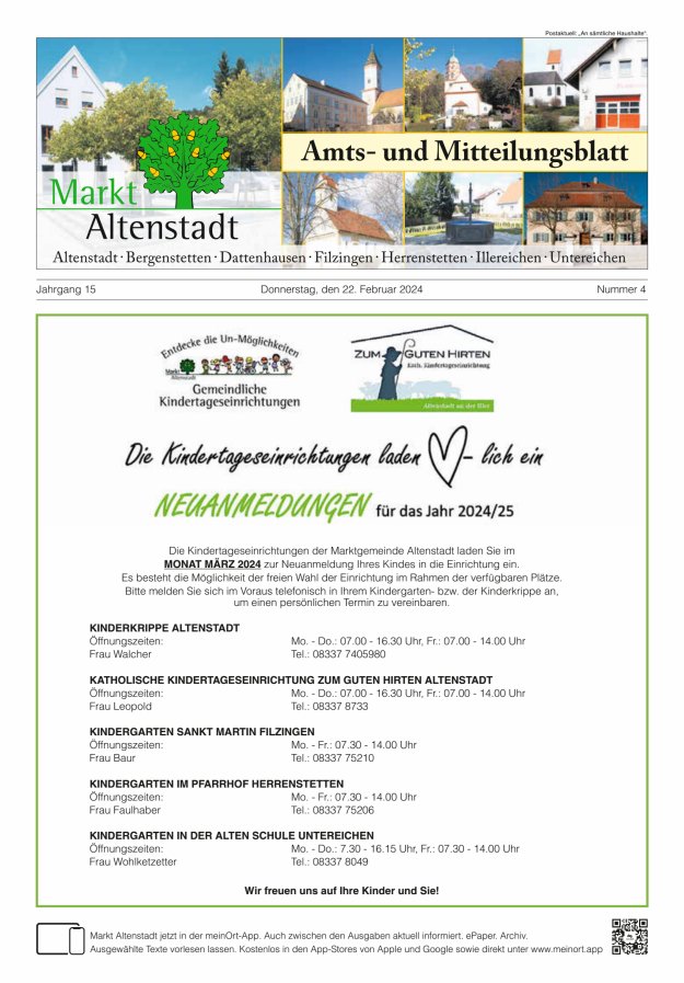 Amts- und Mitteilungsblatt des Marktes Altenstadt Titelblatt 04/2024