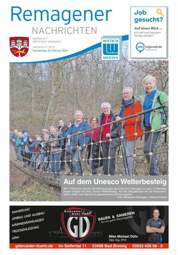 Remagener Nachrichten Titelblatt 08/2024