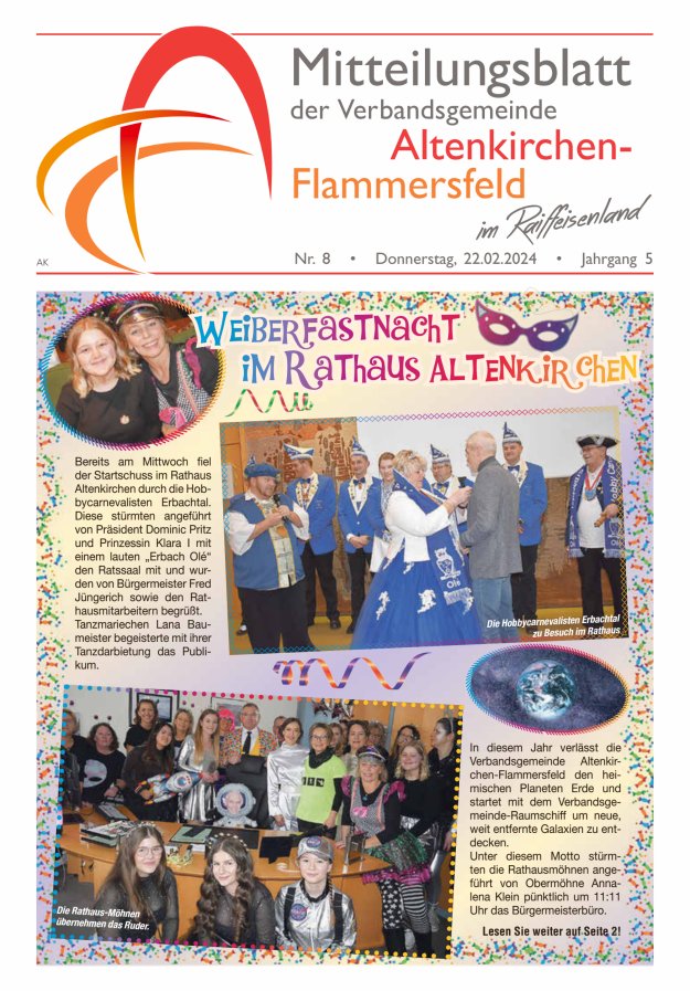 Mitteilungsblatt Verbandsgemeinde Altenkirchen-Flammersfeld Titelblatt 08/2024