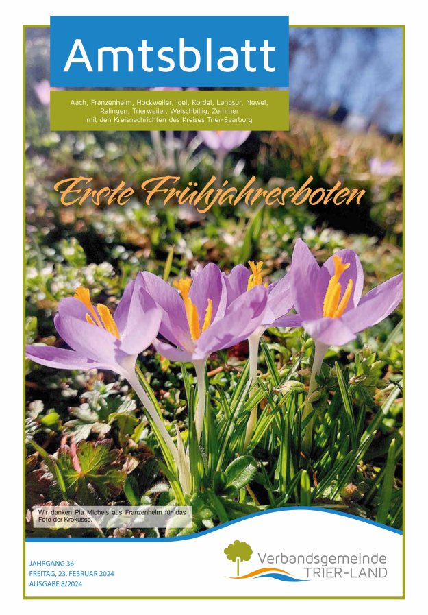 Amtsblatt VG Trier-Land Titelblatt 08/2024