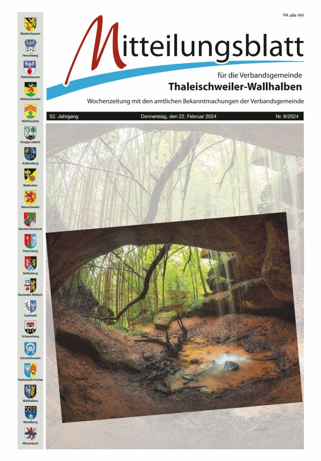 Mitteilungsblatt VG Thaleischweiler-Wallhalben Titelblatt 08/2024