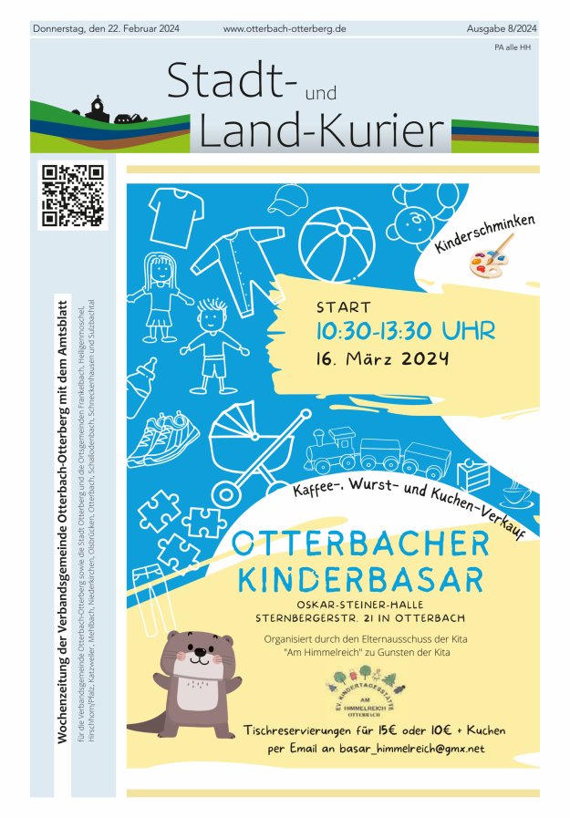 Stadt- und Land-Kurier Otterbach-Otterberg Titelblatt 08/2024