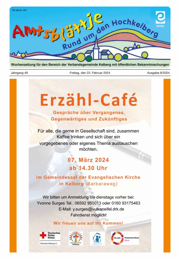 Amtsblättje - Rund um den Hochkelberg Titelblatt 08/2024