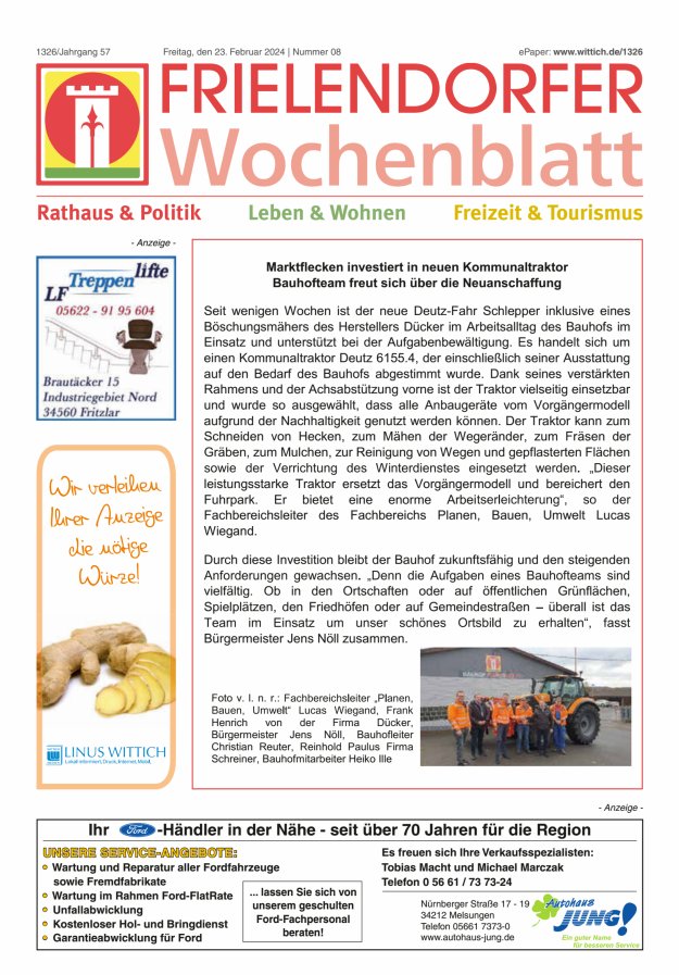 Frielendorfer Wochenblatt Titelblatt 08/2024