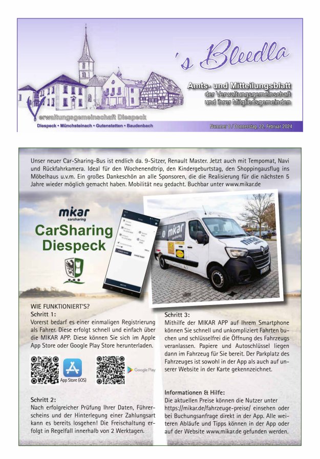 Amts- und Mitteilungsblatt VGem Diespeck Titelblatt 08/2024