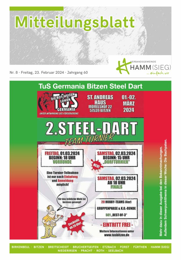 Mitteilungsblatt Hamm (Sieg) Titelblatt 08/2024