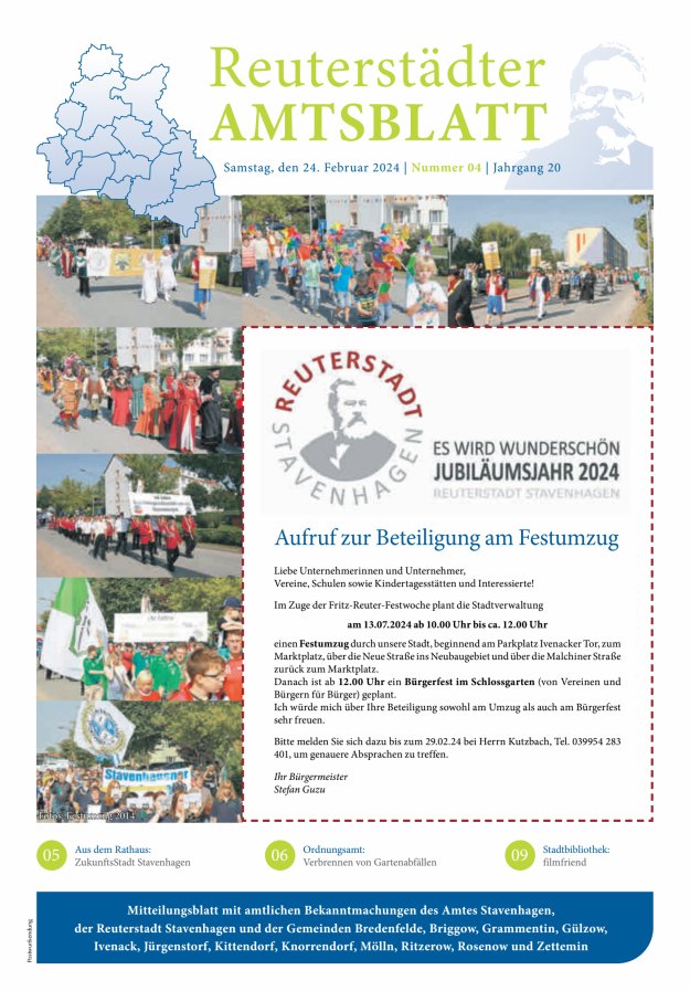Reuterstädter Amtsblatt Titelblatt 04/2024