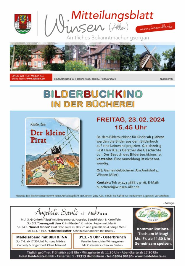Mitteilungsblatt der Gemeinde Winsen Titelblatt 08/2024