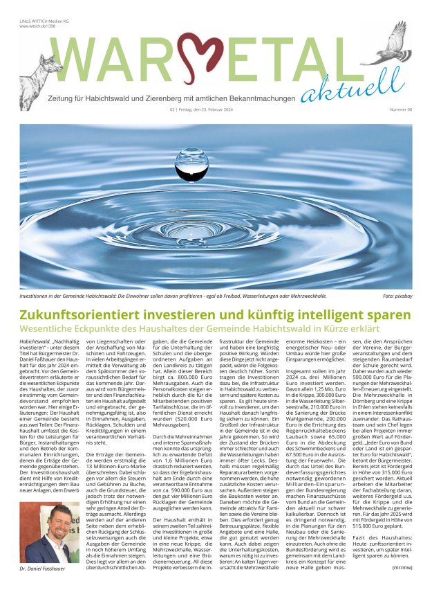 Warmetal aktuell (Habichtswald + Zierenberg) Titelblatt 08/2024