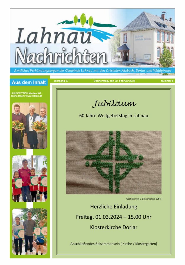 Lahnau Nachrichten Titelblatt 08/2024