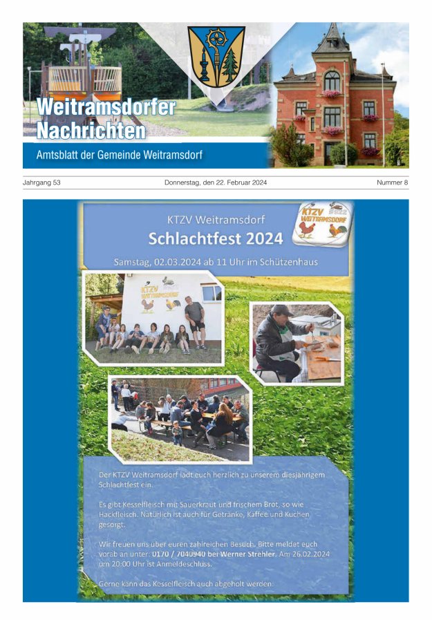 Weitramsdorfer Nachrichten Titelblatt 08/2024