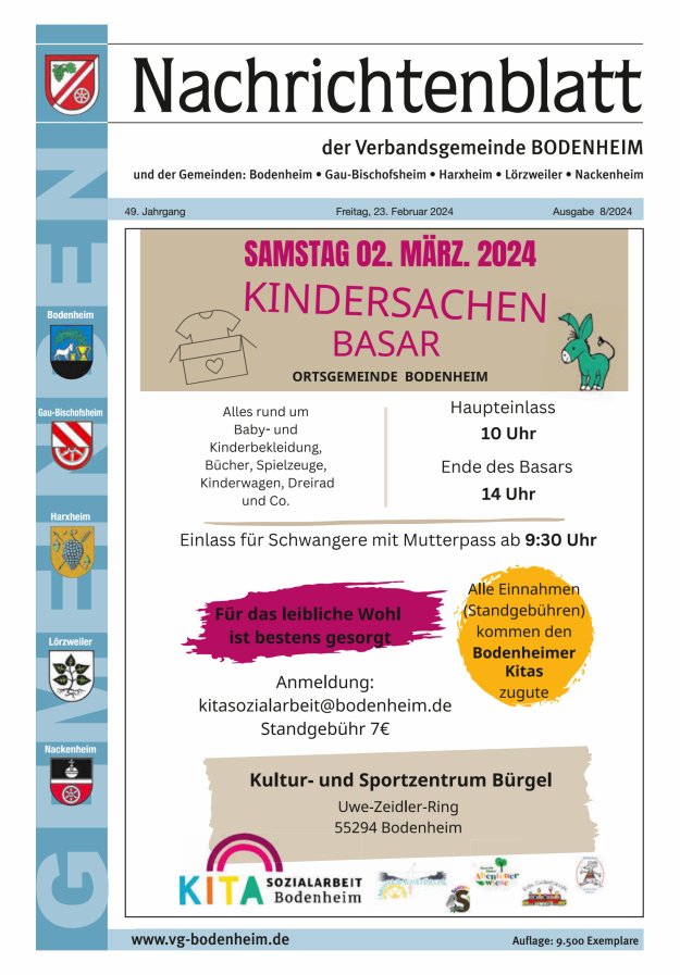 Nachrichtenblatt der VG Bodenheim              Titelblatt 08/2024