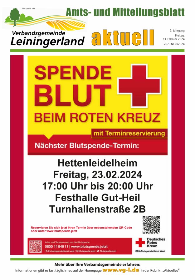 VG Leiningerland aktuell Titelblatt 08/2024