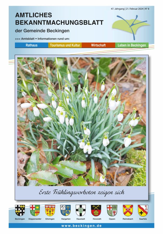 Amtsblatt Beckingen Titelblatt 08/2024