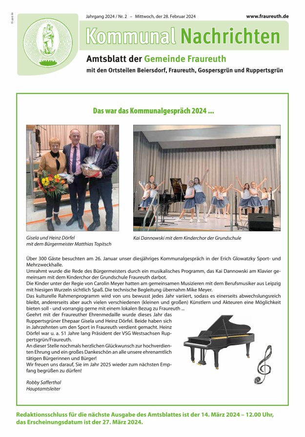 Kommunal-Nachrichten der Gemeinde Fraureuth Titelblatt 02/2024
