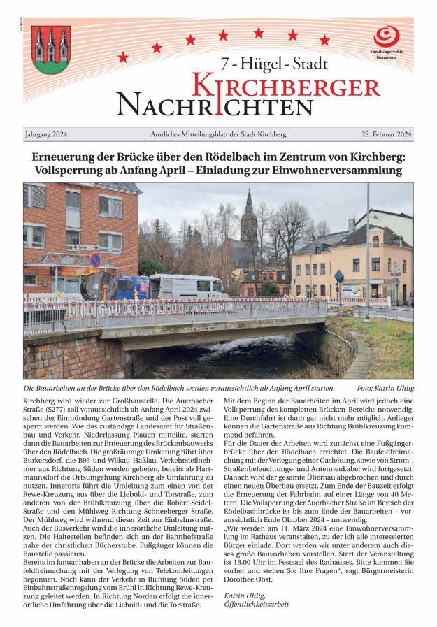 Kirchberger Nachrichten Titelblatt 02/2024
