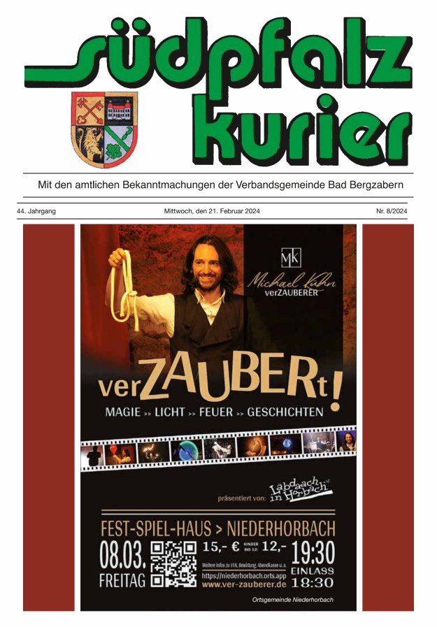 Südpfalz Kurier - VG Bad Bergzabern Titelblatt 08/2024