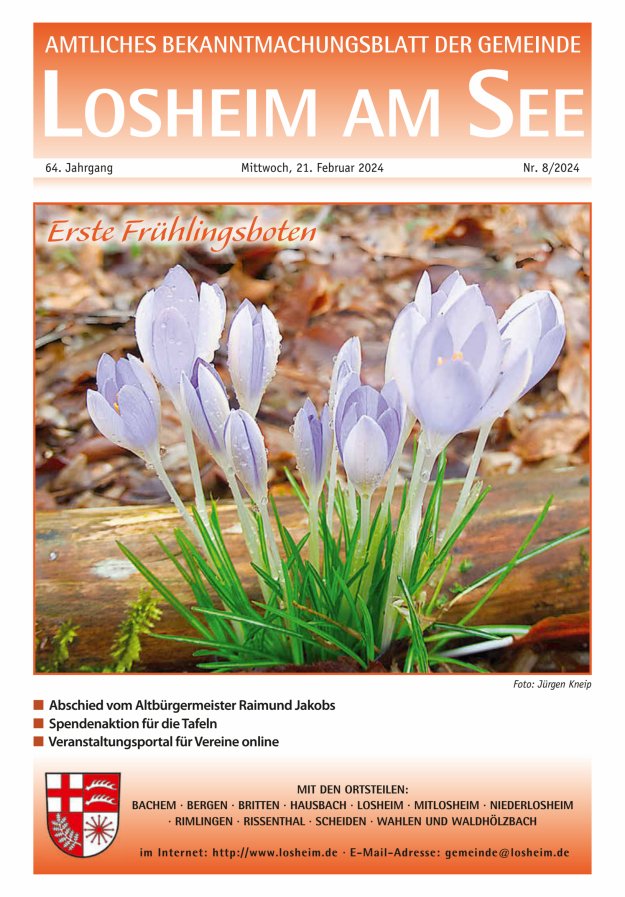 Amtliches Bekanntmachungsblatt der Gemeinde Losheim am See Titelblatt 08/2024