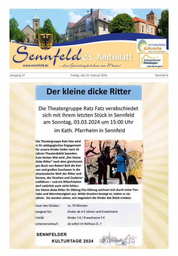 Sennfelder Amtsblatt Titelblatt 08/2024