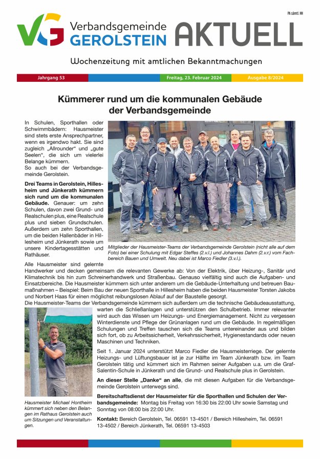 Verbandsgemeinde Gerolstein aktuell Titelblatt 08/2024
