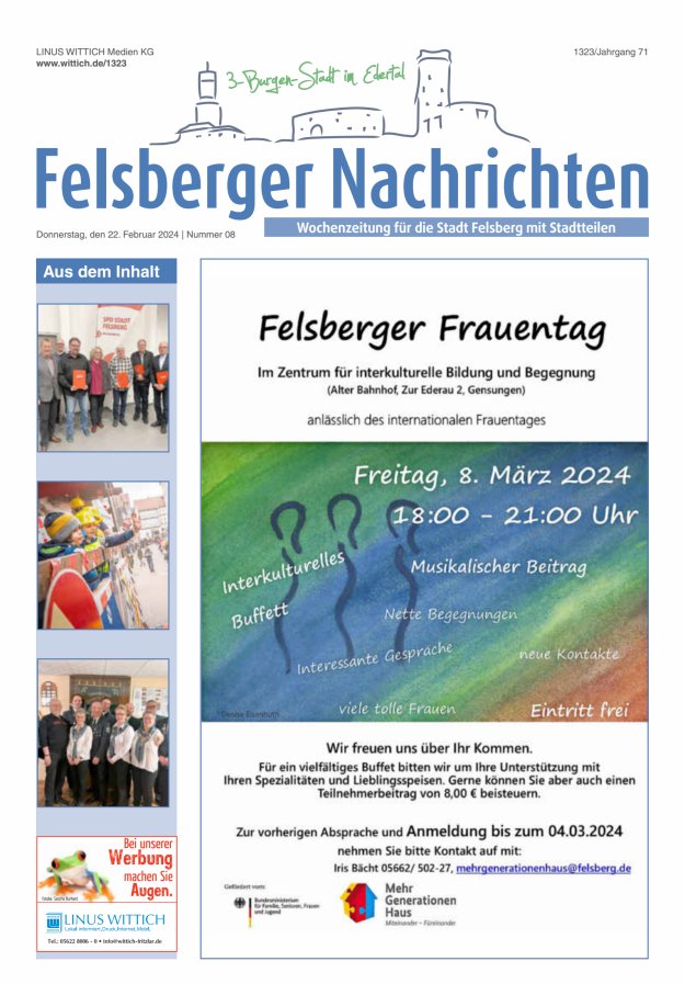 Felsberger Nachrichten Titelblatt 08/2024