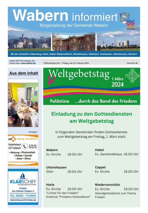Wabern informiert Titelblatt 08/2024