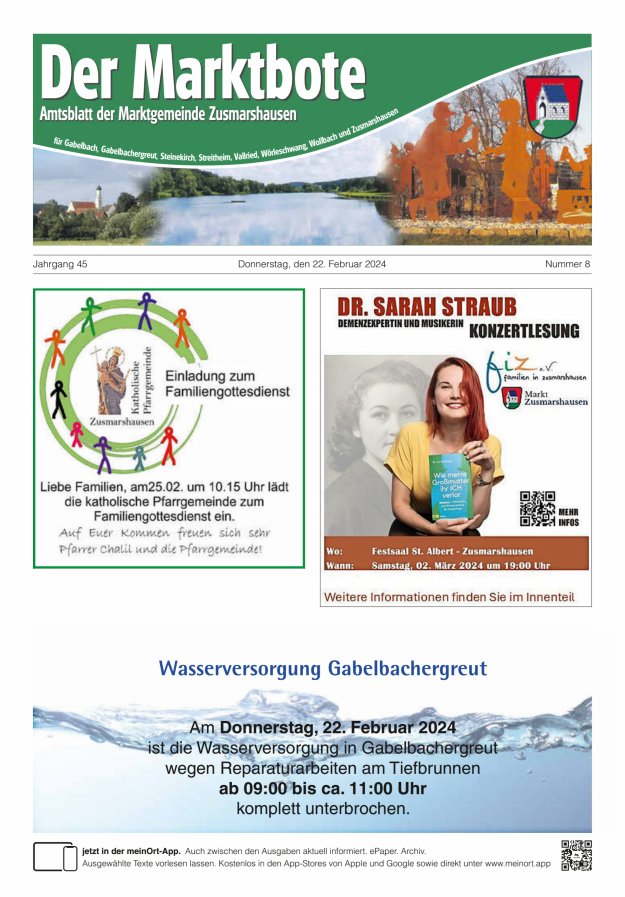 Zusmarshausen - Der Marktbote Titelblatt 08/2024
