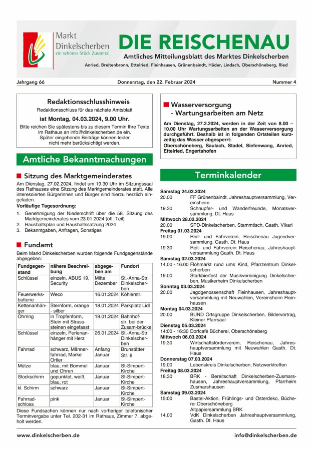 Die Reischenau Titelblatt 04/2024