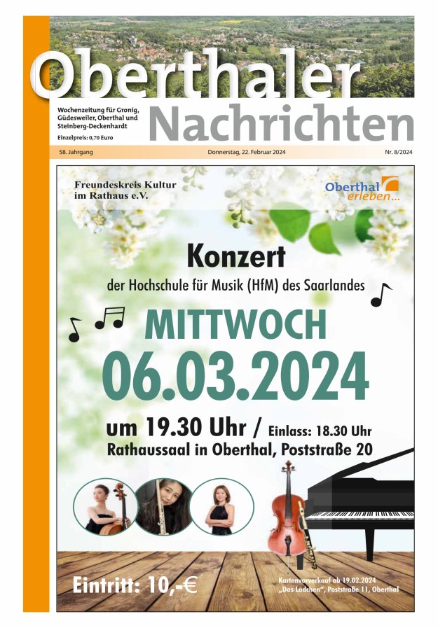 Oberthaler Nachrichten Titelblatt 08/2024