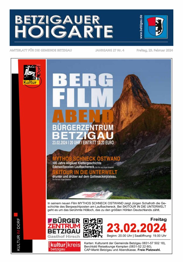 Betzigauer Hoigarte Amtsblatt der Gemeinde Betzigau Titelblatt 04/2024