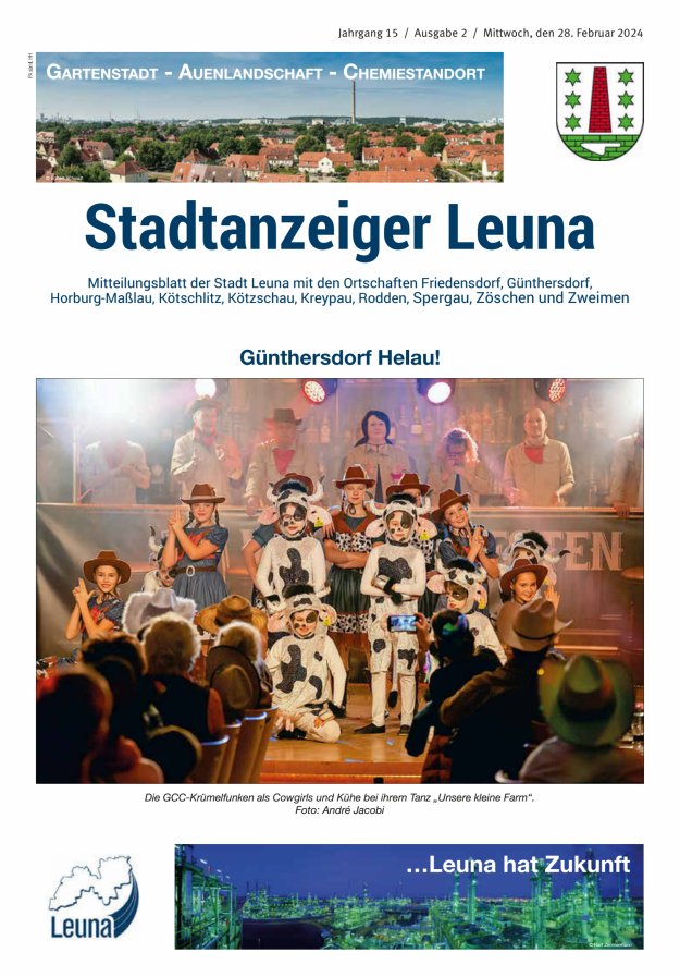 Stadtanzeiger – Mitteilungsblatt der Stadt Leuna mit den Ortschaften Titelblatt 02/2024