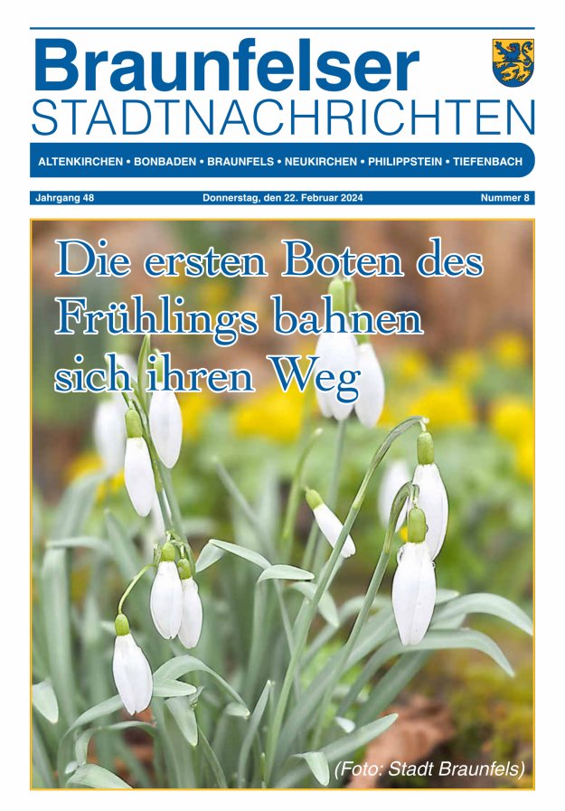 Braunfelser Stadtnachrichten Titelblatt 08/2024