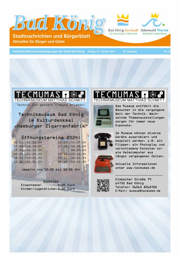 Bad Königer Stadtnachrichten und Badeblatt Titelblatt 08/2024