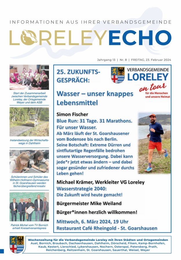 Loreley-Echo - Mitteilungsblatt der Verbandsgemeinde Loreley (Braubach) Titelblatt 08/2024