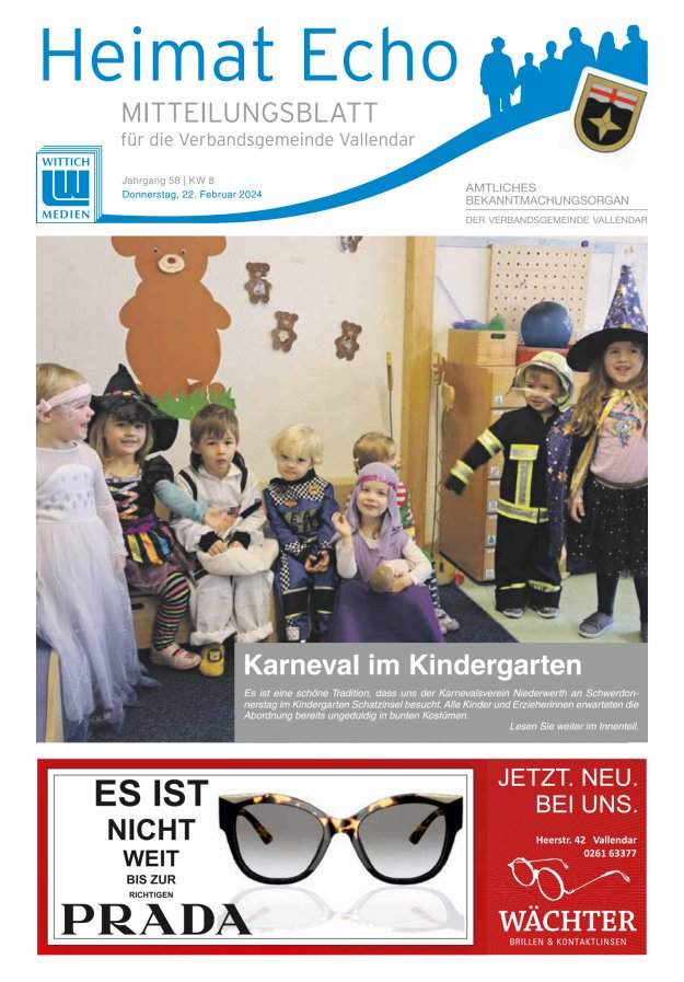 Heimat-Echo - Heimat- und Bürgerzeitung Verbandsgemeinde Vallendar Titelblatt 08/2024