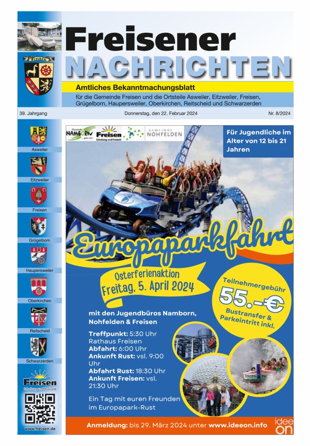 Freisener Nachrichten Titelblatt 08/2024
