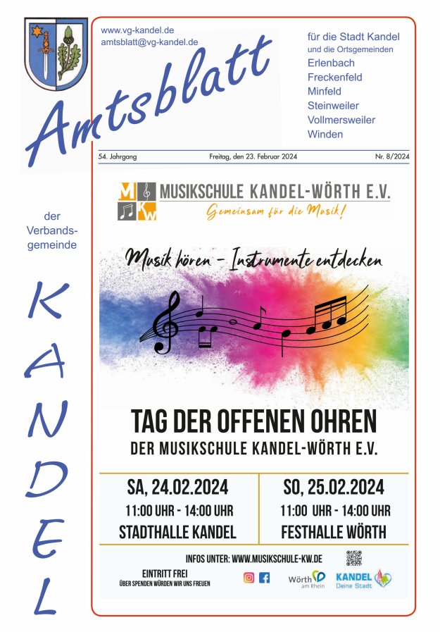 Amtsblatt VG Kandel Titelblatt 08/2024