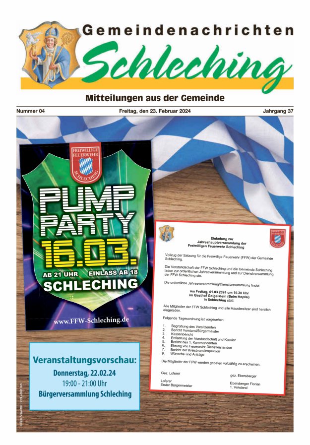 Gemeindenachrichten Schleching Titelblatt 04/2024