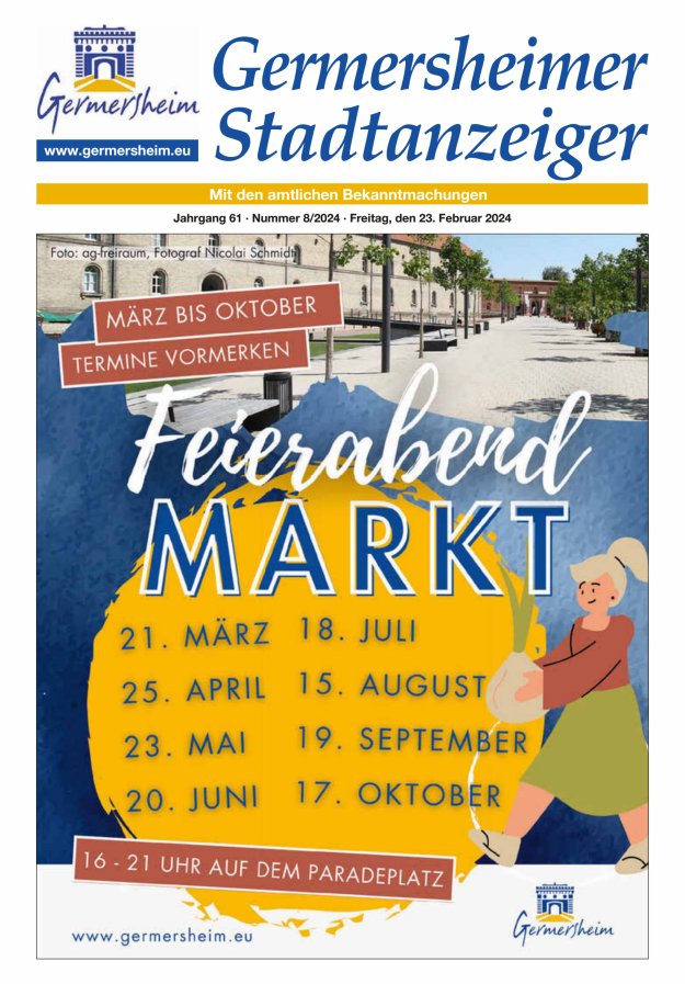 Germersheimer Stadtanzeiger Titelblatt 08/2024
