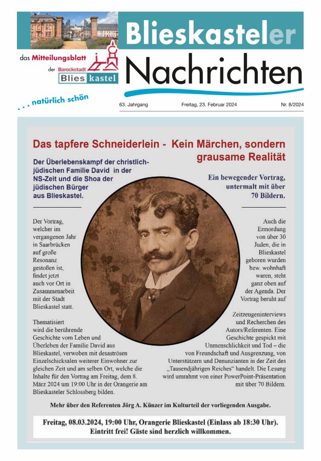 Blieskasteler Nachrichten  Titelblatt 08/2024