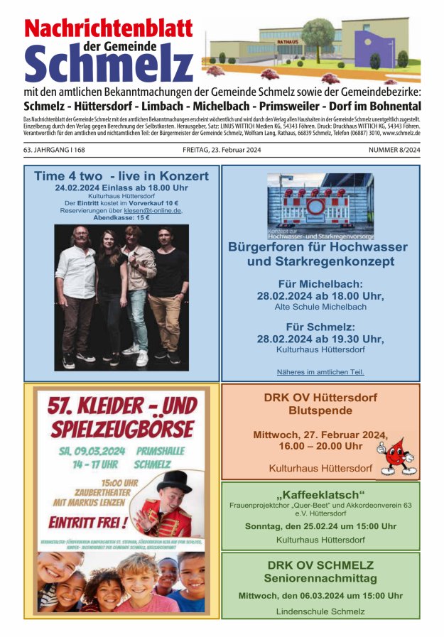 Nachrichtenblatt Schmelz Titelblatt 08/2024