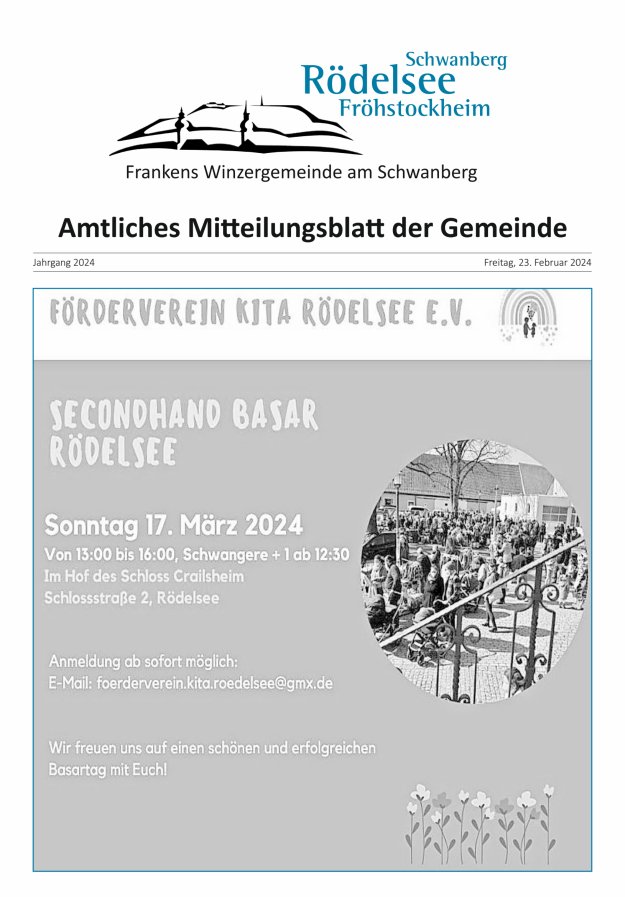 Amtliches Mitteilungsblatt der Gemeinde Rödelsee Titelblatt 02/2024