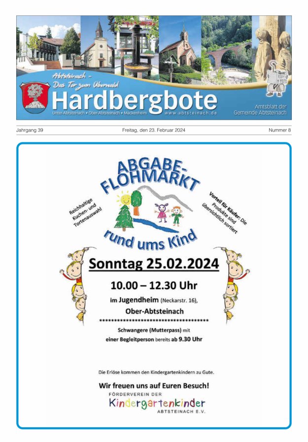 Hardbergbote - Mitteilungsblatt der Gemeinde Abtsteinach Titelblatt 08/2024