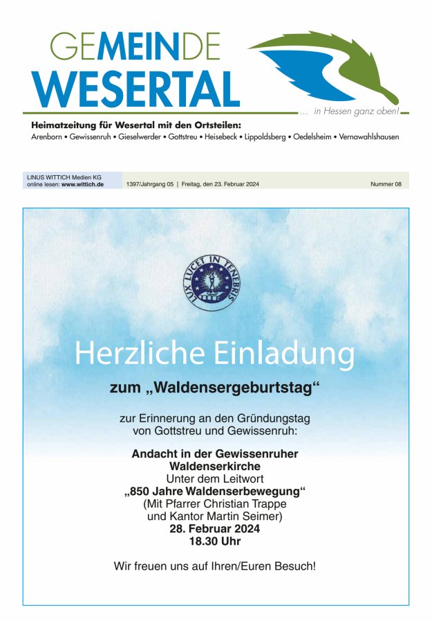 Wesertal Titelblatt 08/2024