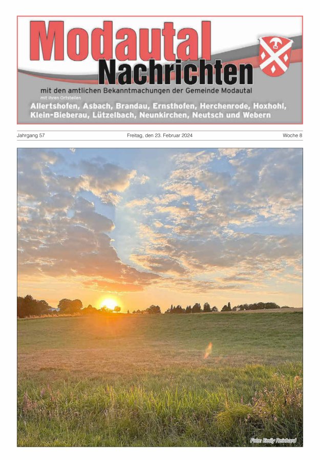 Modautal-Nachrichten Titelblatt 08/2024