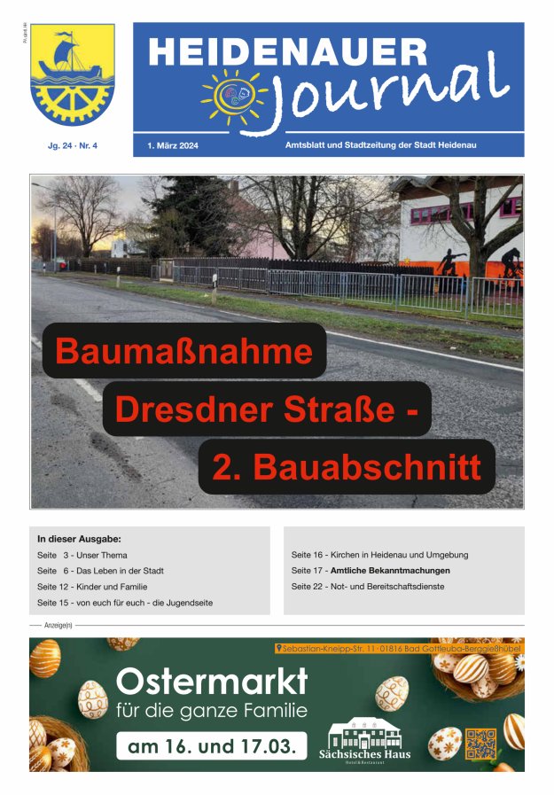 Heidenauer Journal - Amtsblatt und Stadtzeitung der Stadt Heidenau Titelblatt 04/2024